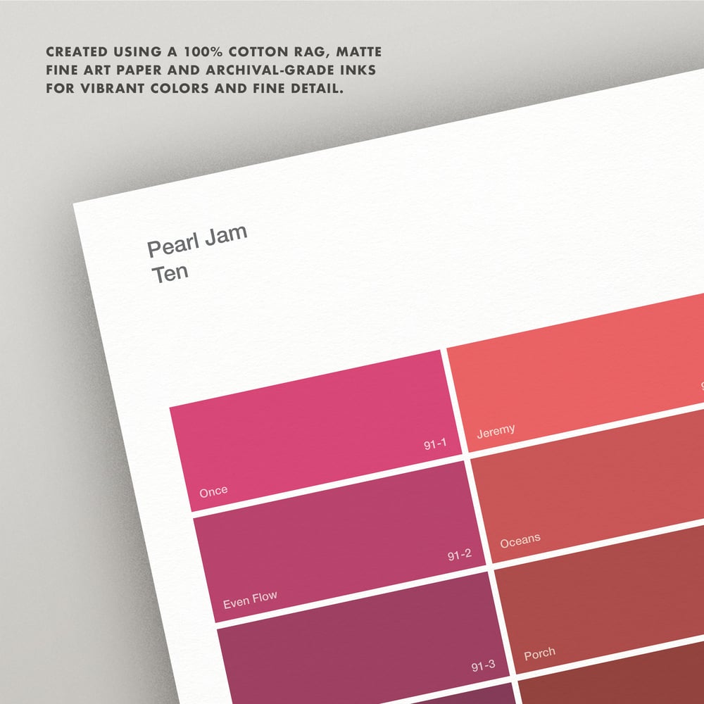 Image of Pearl Jam "Ten" Paint Swatch Print