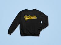 Gold/Black Baseball Script Crewneck Sweater