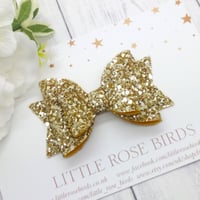 Image 1 of Gold Glitter Bow - Choice of Headband or Clip