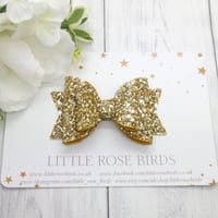 Image 2 of Gold Glitter Bow - Choice of Headband or Clip