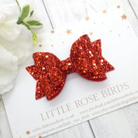Image 1 of Red Glitter Bow - Choice of Headband or Clip