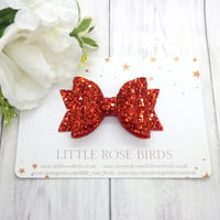 Image 2 of Red Glitter Bow - Choice of Headband or Clip