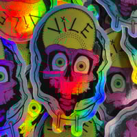 Holographic VILE Skull Sticker