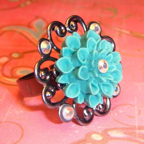 Image of Aqua Blossom Ring