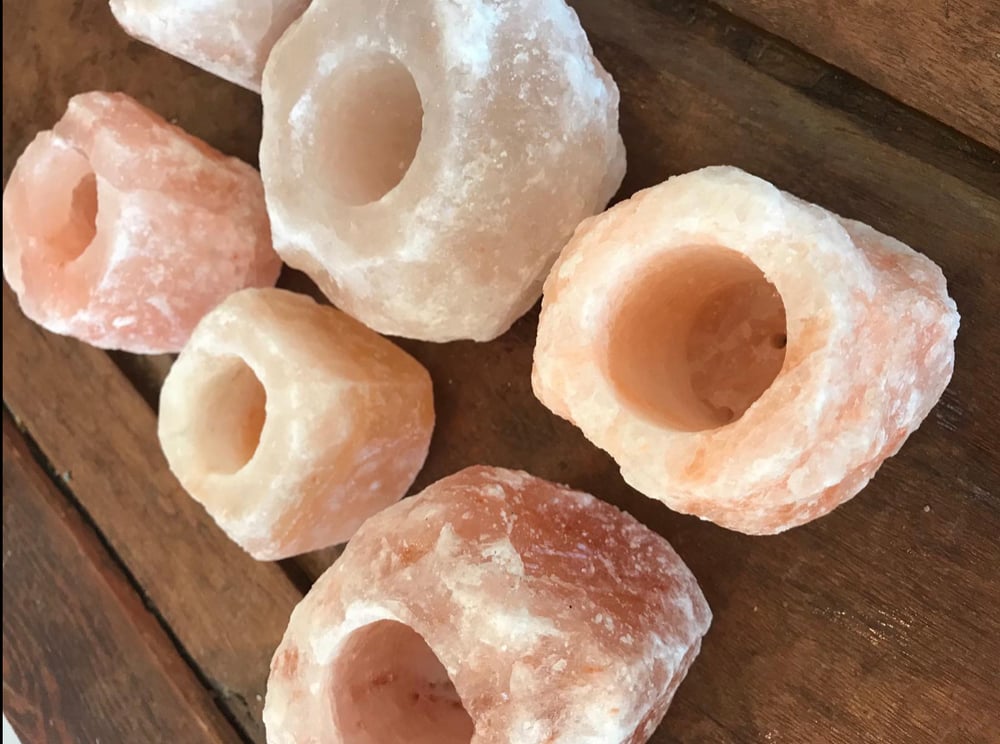 Image of PINK HIMALAYAN SALT CANDLE HOLDERS