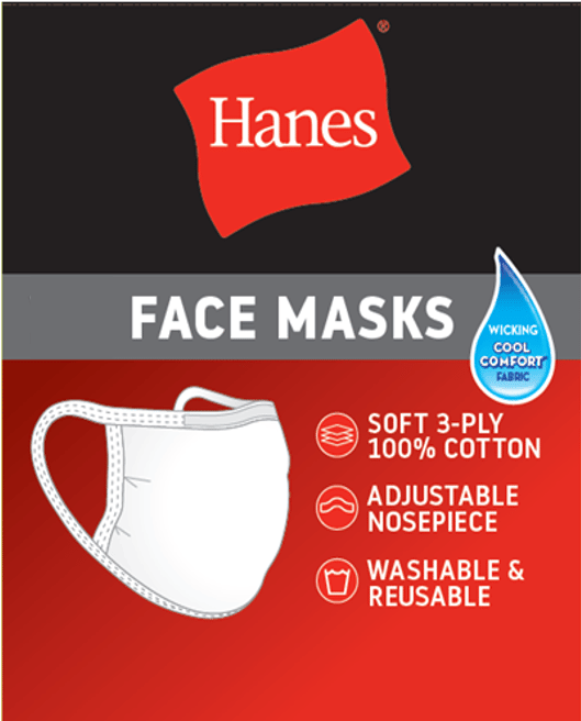 Image of 5-pack Hanes Facemask (white) 