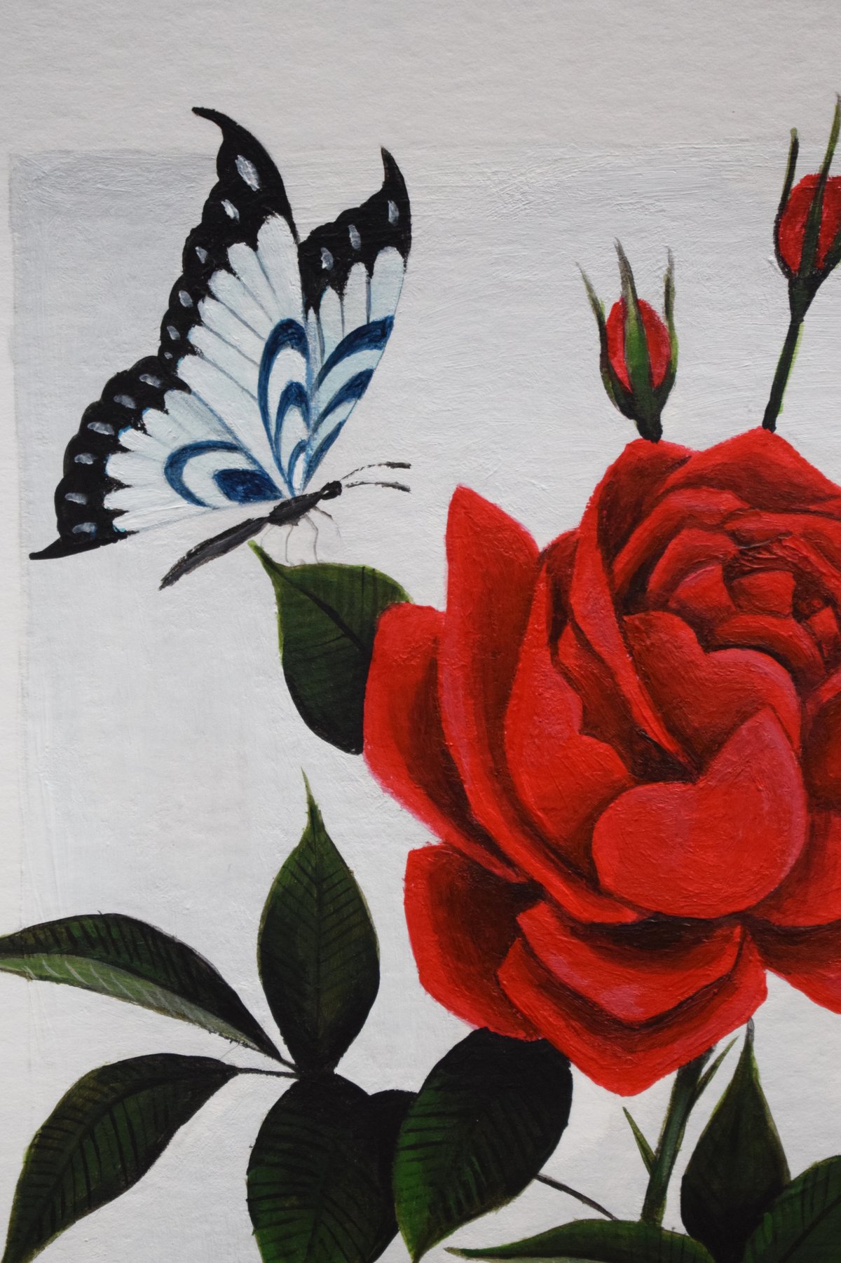 Image of Rose and Butterflies (Acrylic)