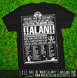 Image of The "Where's Alan?!?" 2010 V festival T-shirt 
