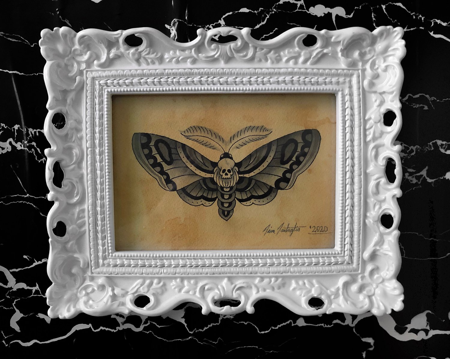 Image of Original Death Head Moth Painting