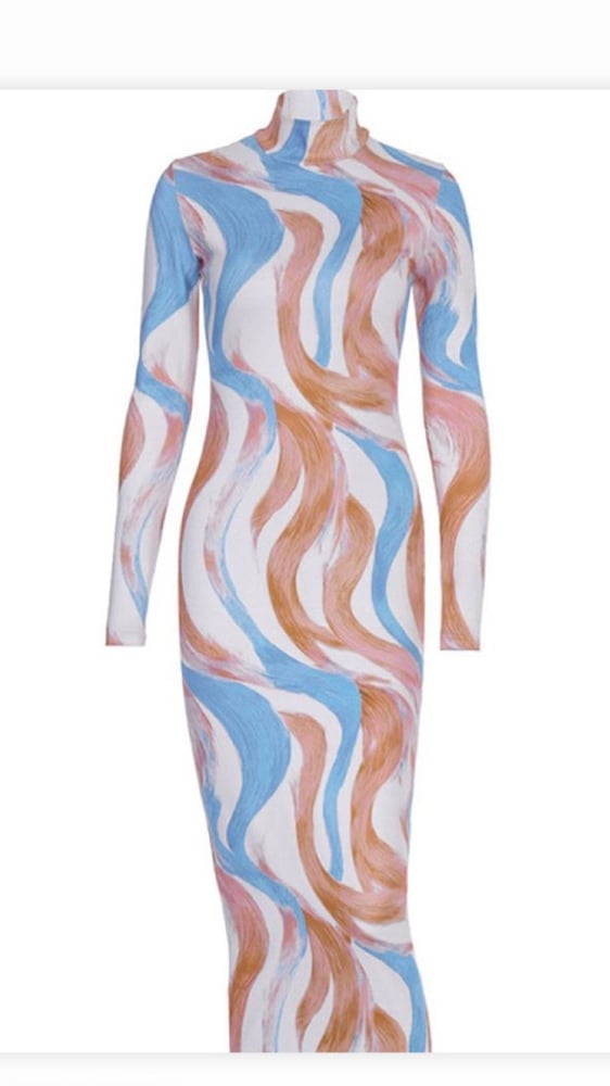 Image of long tight fit summer dress 