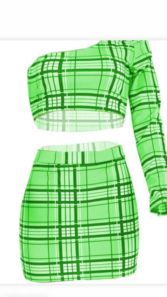 Image of 2 piece plaid skirt set