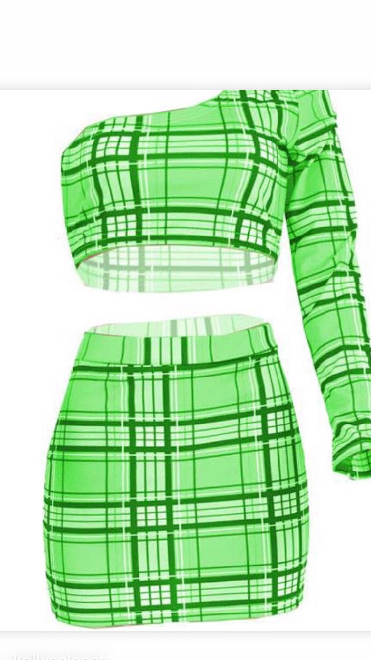 Image of 2 piece plaid skirt set