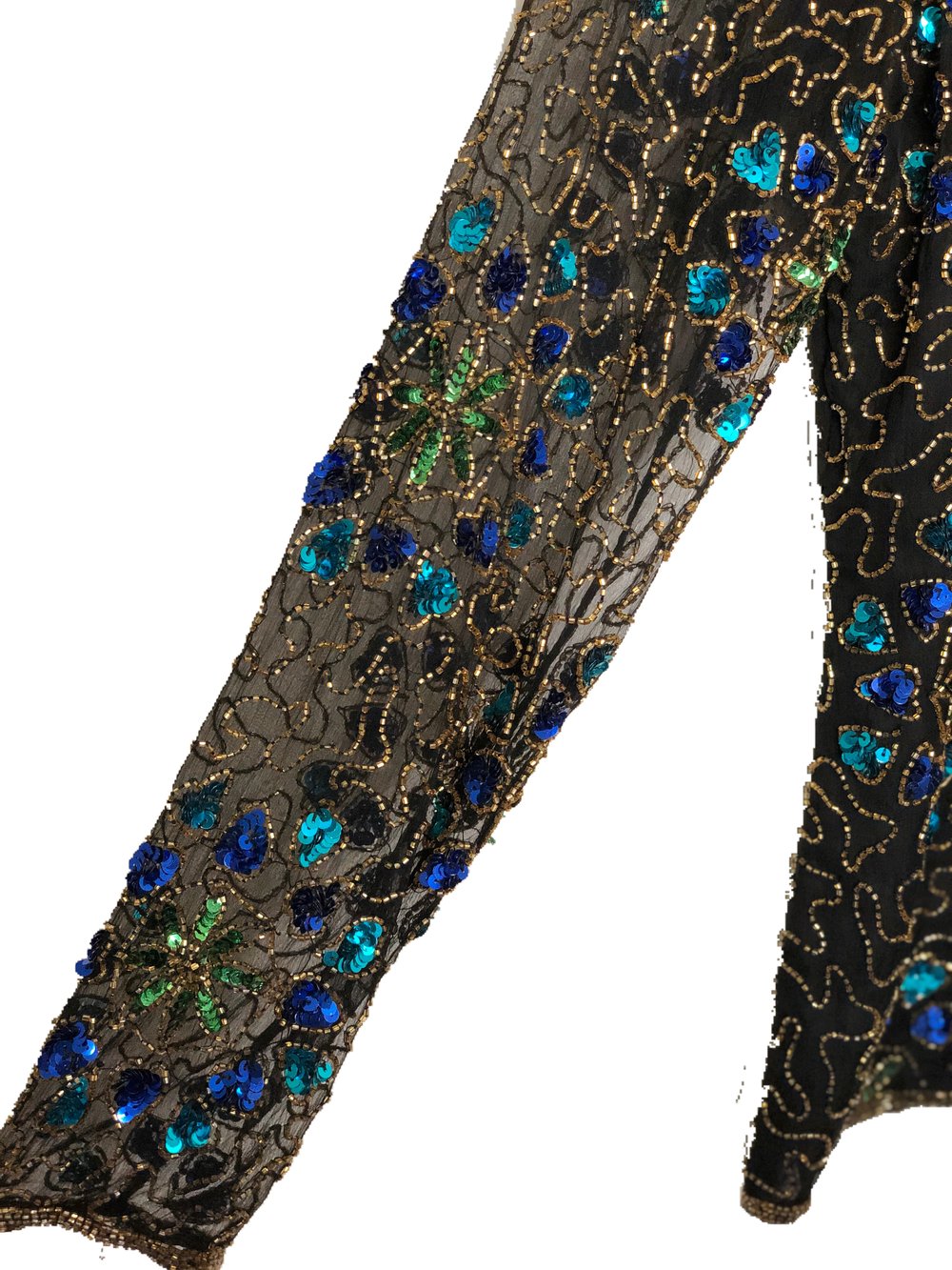 Blue Flower Sequin Top