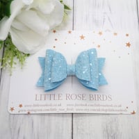Image 2 of Blue Glitter Bow - Choice of Headband or Clip
