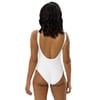 White and Purple Logo One-Piece Swimsuit
