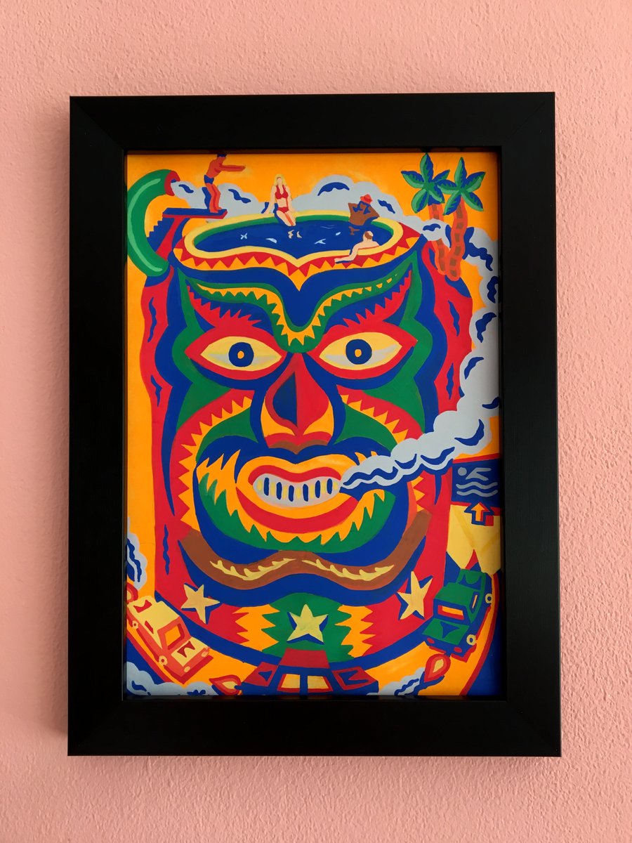 Pool Party In My Brain Framed Mini Painting Jerkcurb