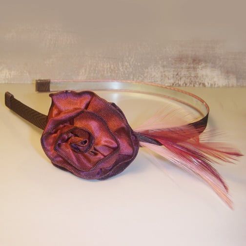 Image of Feathered Brandy Rosette Headband