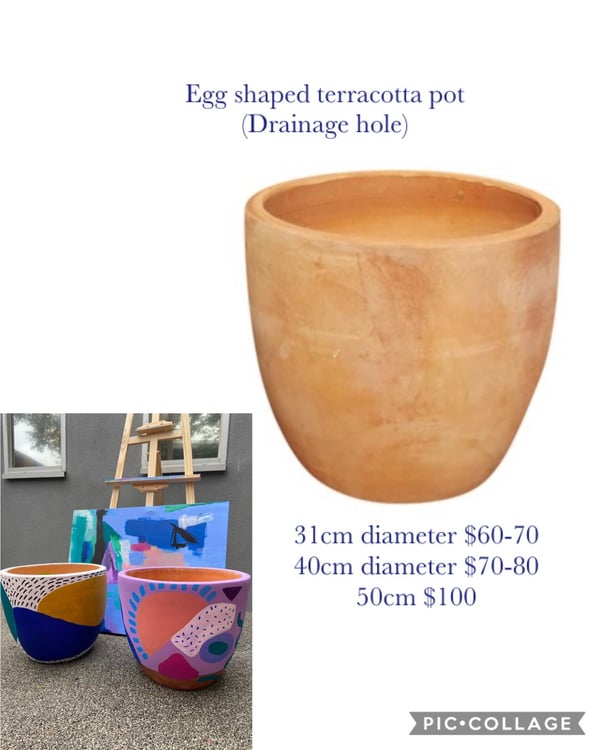 Image of Terracotta egg shaped pots
