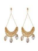 Image 3 of Cowrie Shell Knitted Swing Drop Earrings
