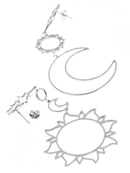 Image 2 of Hollow Sun + Moon Shapes Drop Earrings