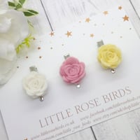 Image 1 of CHOOSE YOUR COLOUR - 3 Small Felt Rose Headbands or Clips - Choice of 52 Colours 