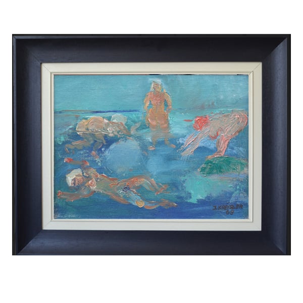 Image of 1969 Painting, 'Wild Swimming', INGEBORG NILSSON