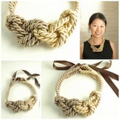 Image of Rope Necklace - Gold and Taupe