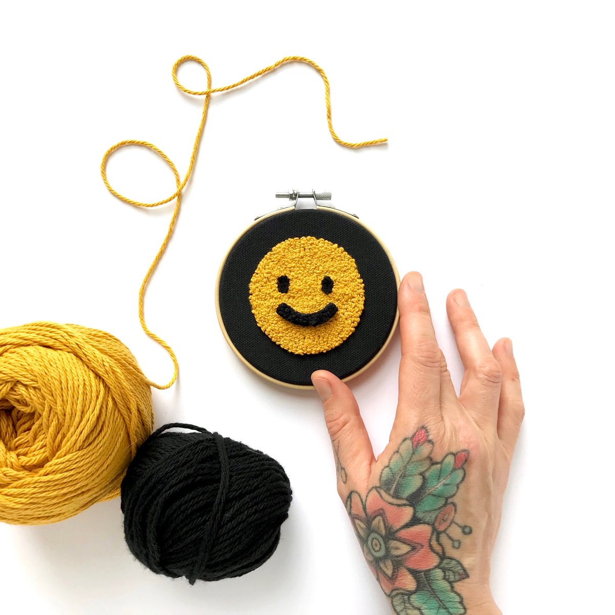 "So Moody" Moveable Embroidered Smiley Face Hoop