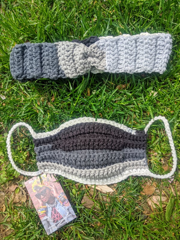 Image of *Grey Ombre Headband & Mask Cover*