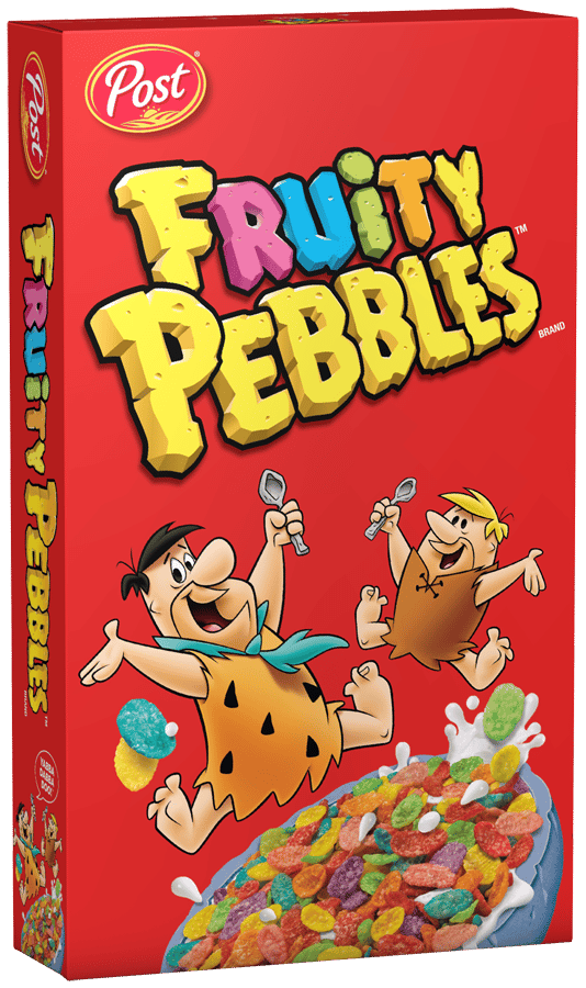 Fruity Pebbles cereal is a sweetened crispy rice cereal with intense fruity flavor. 