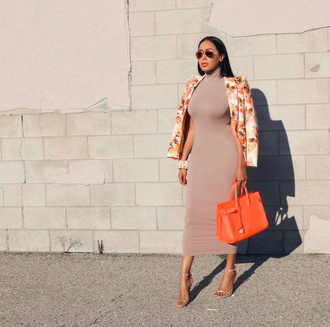 Image of ZARA CORAL & BLUSH TONE FLORAL BLAZER (XS)