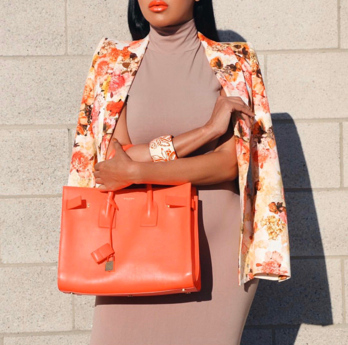 Image of ZARA CORAL & BLUSH TONE FLORAL BLAZER (XS)