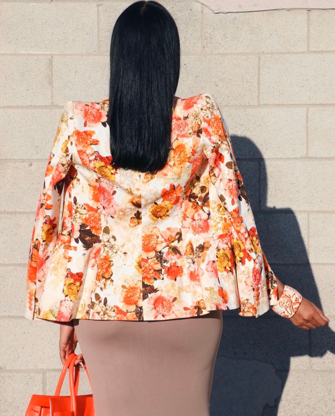 Image of ZARA CORAL & BLUSH TONE FLORAL BLAZER (XS)