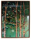 Original Canvas - Birch and Blossoms on Jade - 30" x 40"