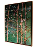 Original Canvas - Birch and Blossoms on Jade - 30" x 40"