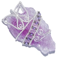Image 1 of Etched Lavender Nirvana Amethyst Woven Wire Wrap Pendant