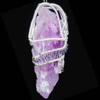Image 3 of Etched Lavender Nirvana Amethyst Woven Wire Wrap Pendant