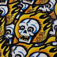 Image 1 of HOT STUFF Flaming Skull 4" Vinyl Sticker