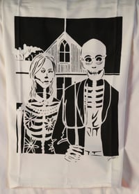 Image 1 of "Day of the Dead American Gothic" Dishtowel