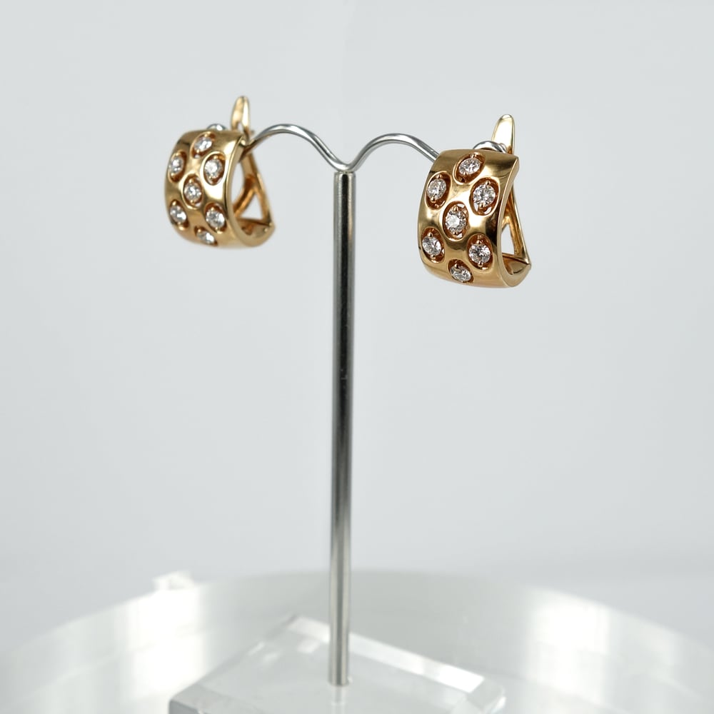 Image of PJ5440 - 14ct rose gold diamond set huggie style hoop earrings