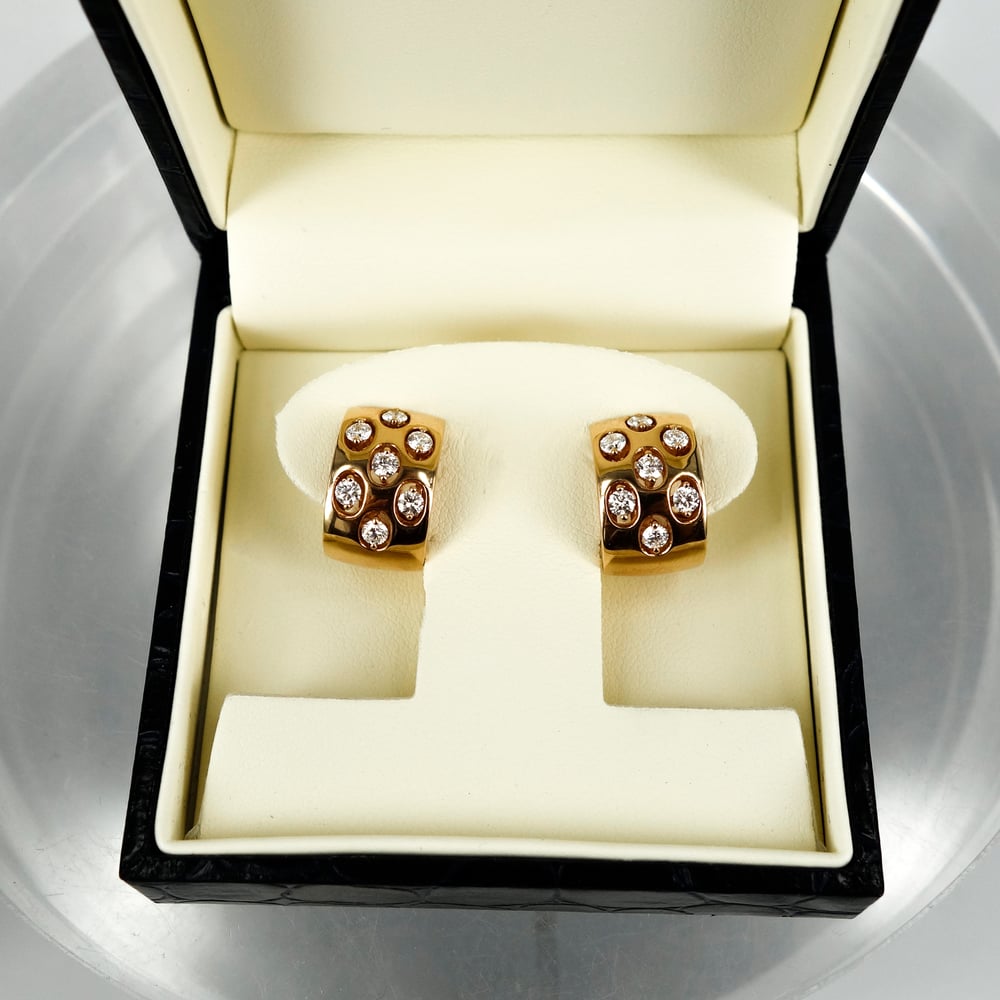 Image of PJ5440 - 14ct rose gold diamond set huggie style hoop earrings