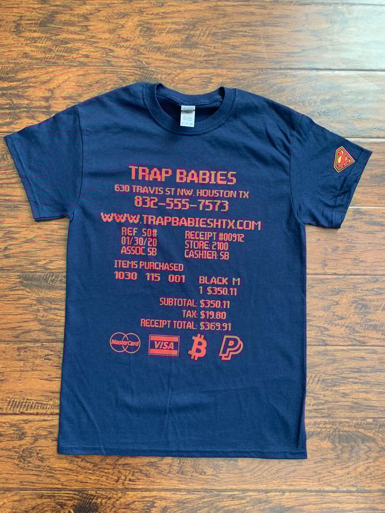 Image of Trap Babies Htx Receipt Style Drak Blue 