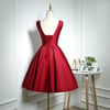 Cute Dark Red Satin V-neckline Party Dress, Homecoming Dresses