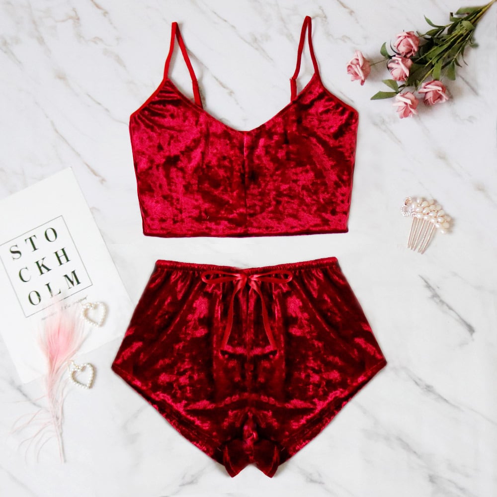 Image of 2 piece Velvet Pajama Set