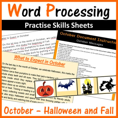 Image of Microsoft Word Processing Activity - October, Halloween and Fall