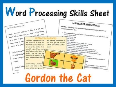 Image of Microsoft Word Processing Activity - Gordon The Cat