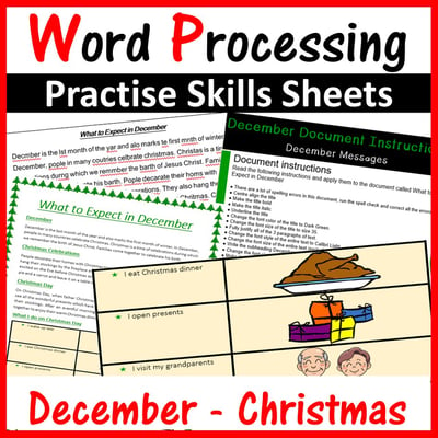 Image of Microsoft Word Processing Activity - December & Christmas