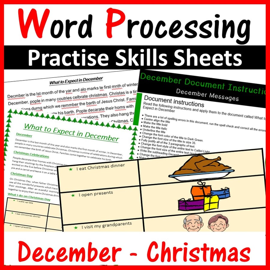 Image of Microsoft Word Processing Activity - December & Christmas