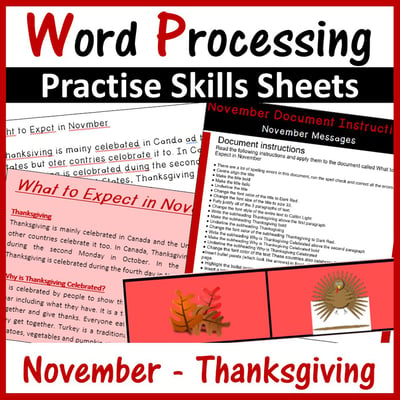 Image of Microsoft Word Processing Activity - November & Thanksgiving