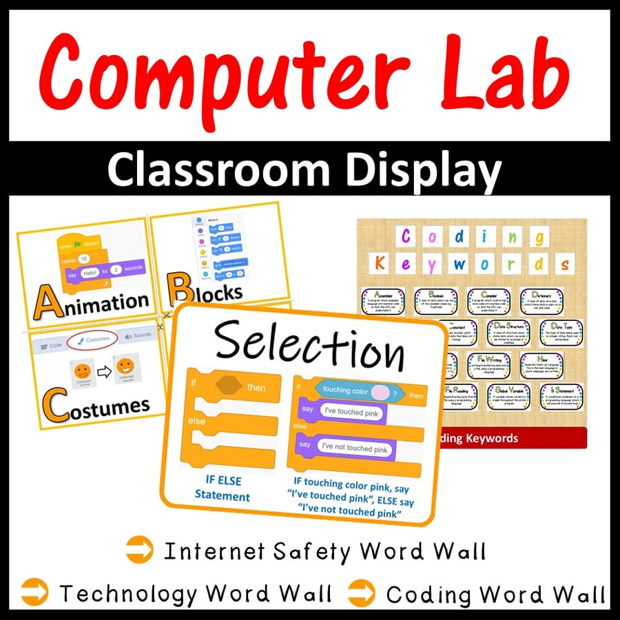 Image of Computer Lab Classroom Display (Technology, Coding & Internet Safety)